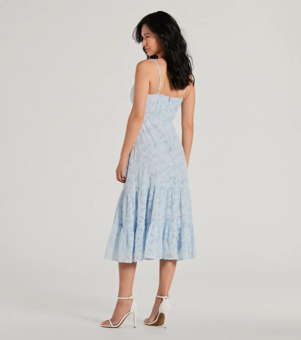 Heavenly Cute Scoop Neck Chiffon Ruffled Midi Dress - Image 2