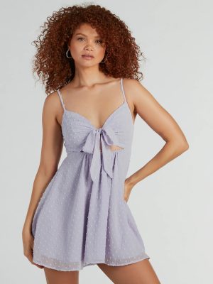 Fall For You Swiss Dot Chiffon Babydoll Dress