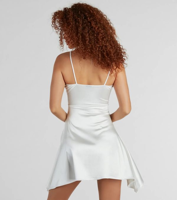 Glamour Feeling Square Neck Satin Skater Dress - Image 6