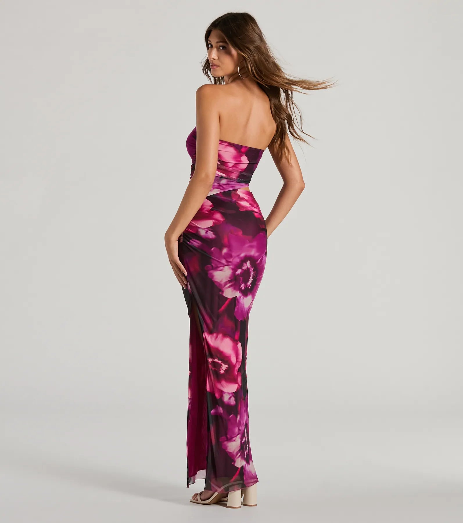 Stunning Favorite Strapless Cutout Floral Maxi Dress - Image 2