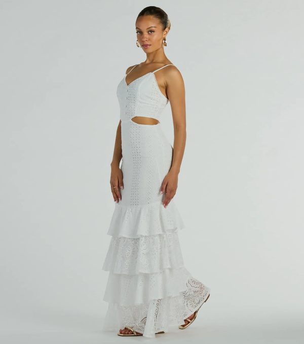 Free Flowing Cutie V-Neck Ruffle Eyelet Maxi Dress - Image 4