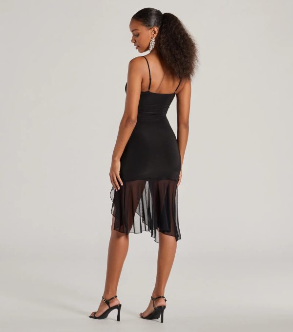 Dancing And Drinks Sleeveless Mesh Ruffle Midi Dress - Image 2