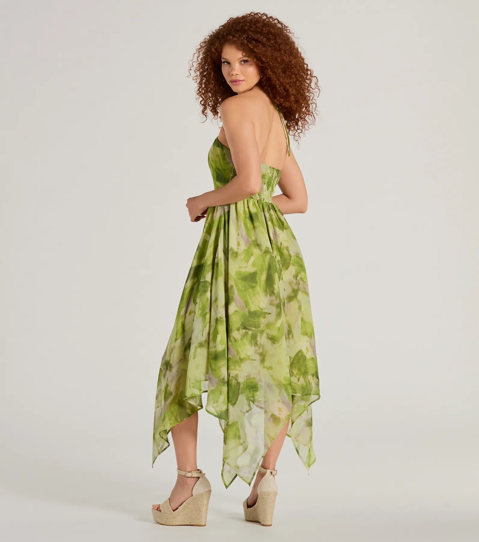 Dreamy Muse Watercolor Chiffon Flowy Midi Dress - Image 2