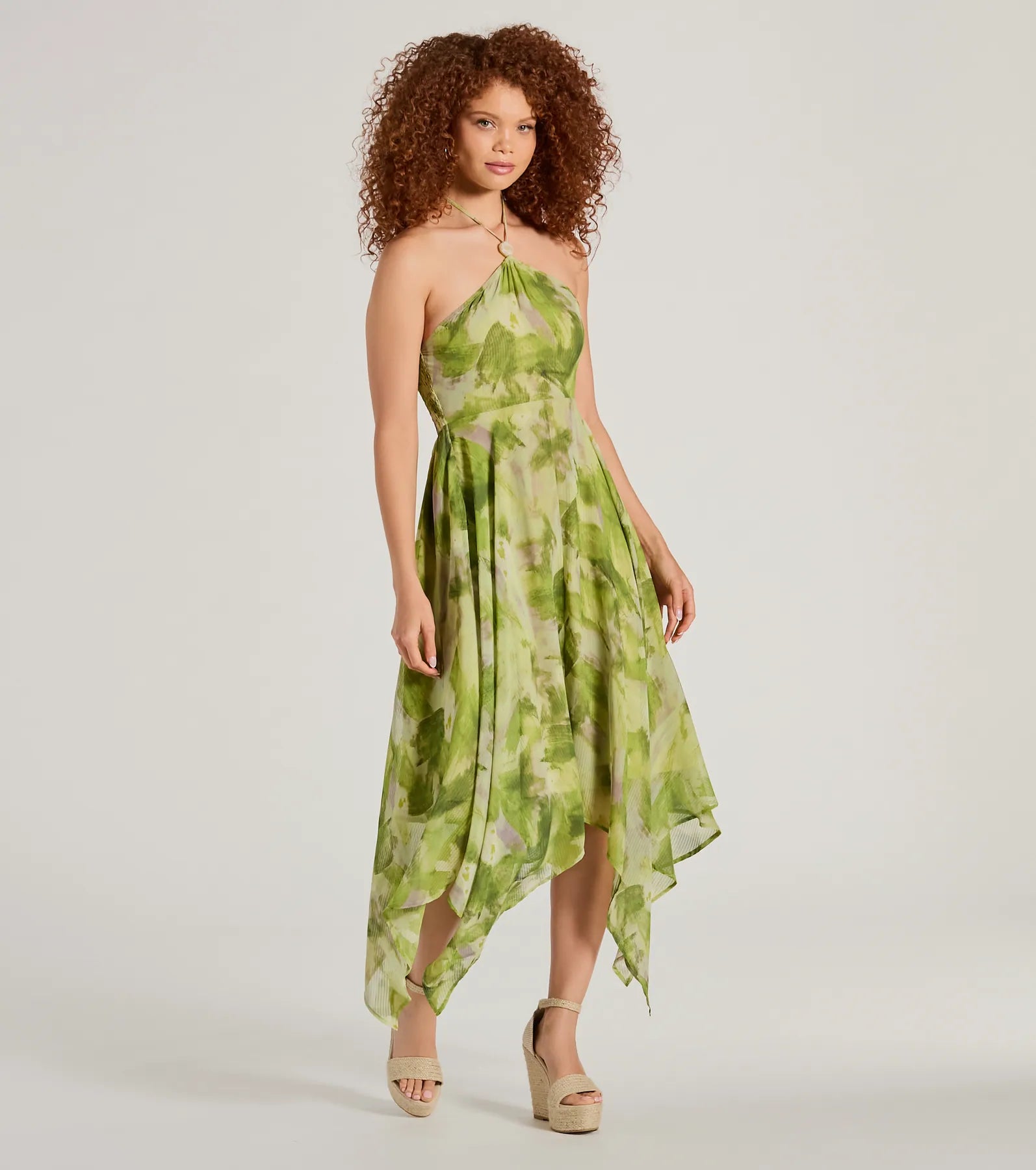 Dreamy Muse Watercolor Chiffon Flowy Midi Dress - Image 4