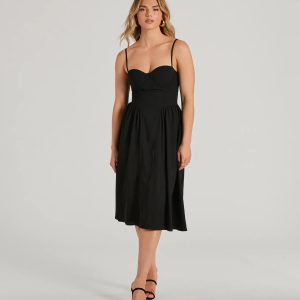 Blissful Afternoons Corset A-Line Midi Dress