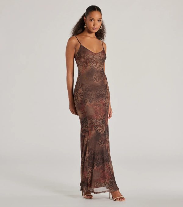 Fierce Allure Leopard Print Mesh Maxi Dress - Image 3