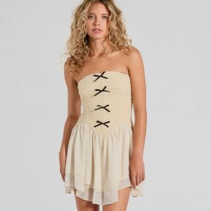 Prettiest Pick Strapless Bow A-Line Mini Dress