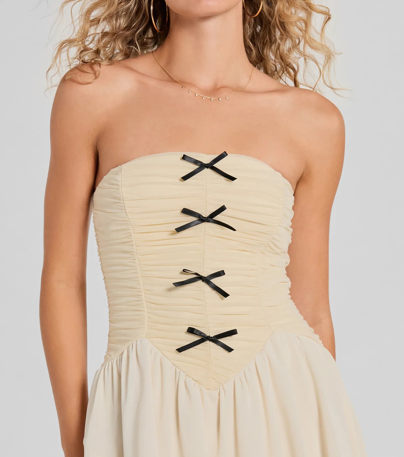 Prettiest Pick Strapless Bow A-Line Mini Dress - Image 3