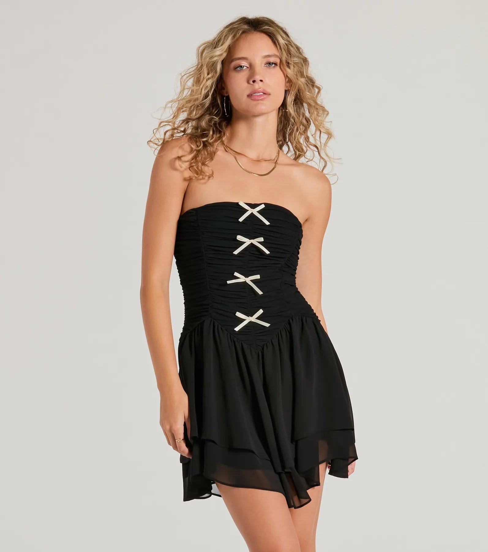 Prettiest Pick Strapless Bow A-Line Mini Dress - Image 5