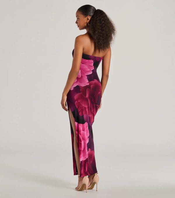 Grandeur Blooms Strapless Slit Floral Maxi Dress - Image 2