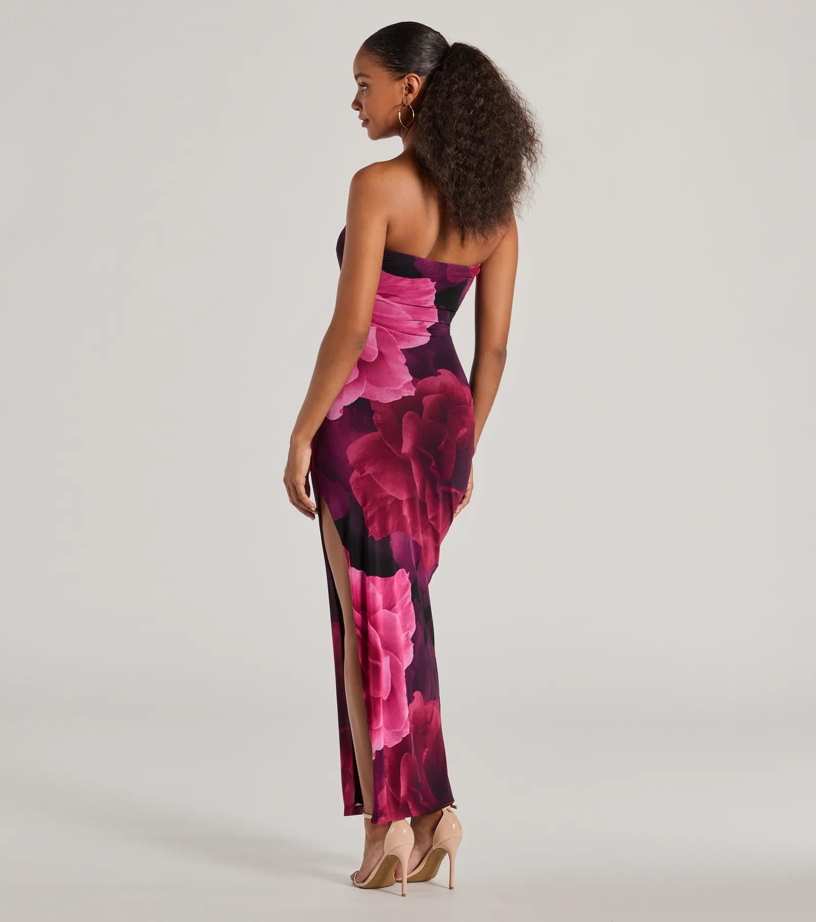 Grandeur Blooms Strapless Slit Floral Maxi Dress - Image 2