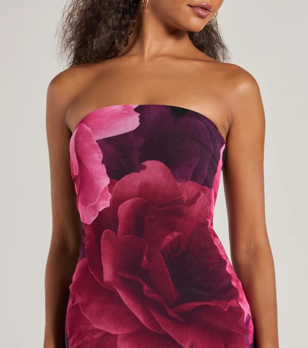 Grandeur Blooms Strapless Slit Floral Maxi Dress - Image 4