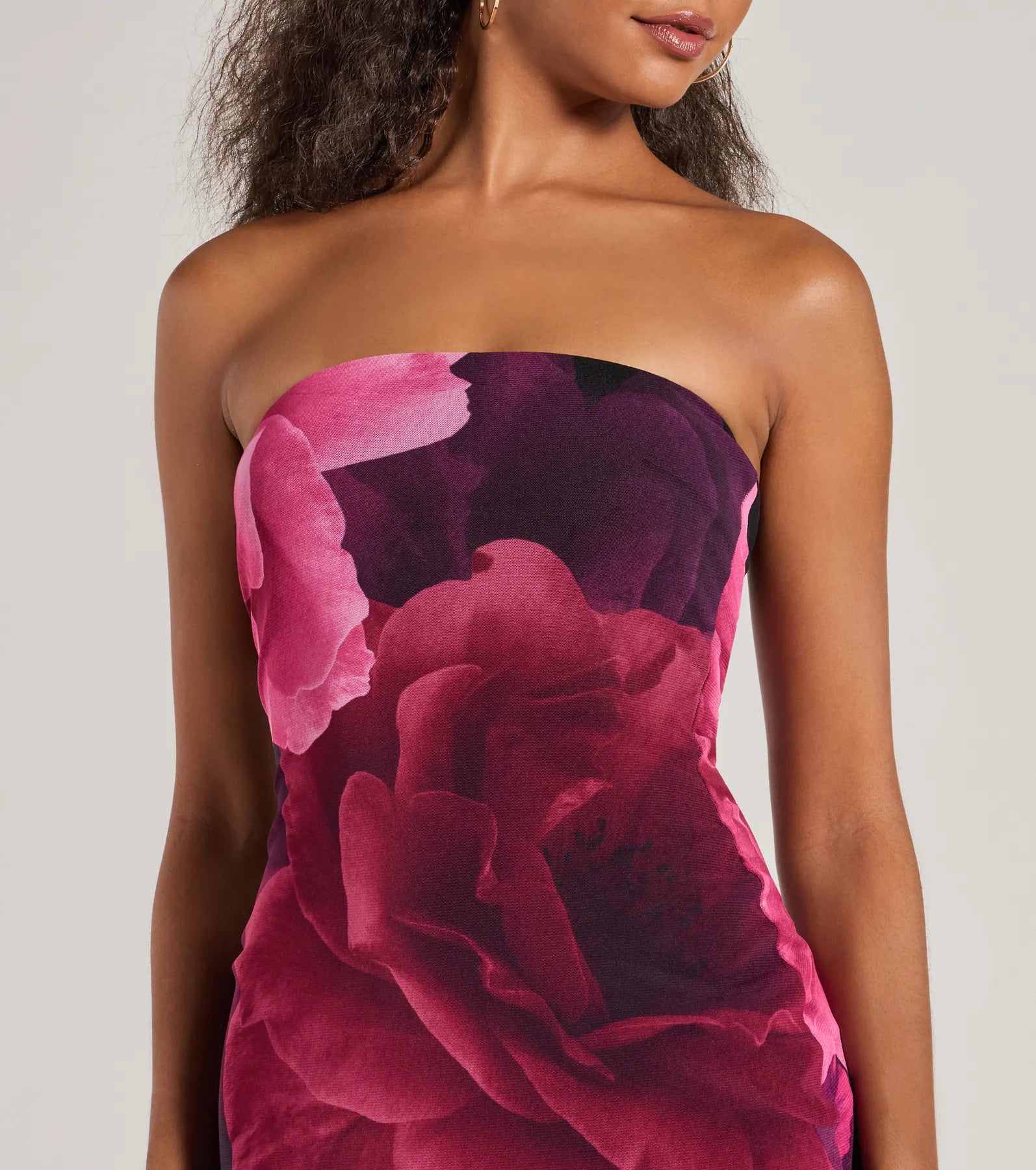 Grandeur Blooms Strapless Slit Floral Maxi Dress - Image 4