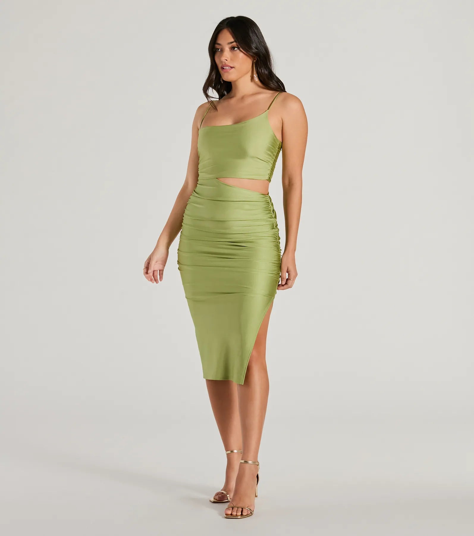 Just My Type Cutout Bodycon Satin Midi Dress - Image 4