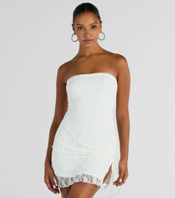 Swoon Over You Strapless Lace Mini Dress
