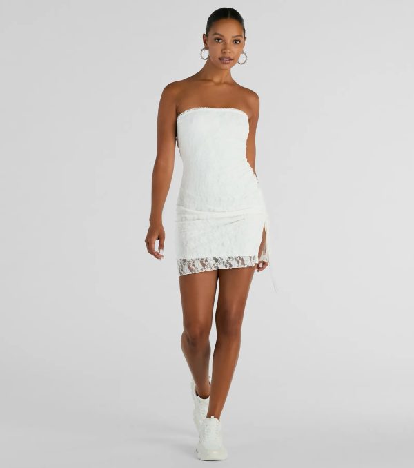 Swoon Over You Strapless Lace Mini Dress - Image 3