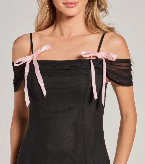 Treasured Poise Cold-Shoulder Bow A-Line Mini Dress - Image 4