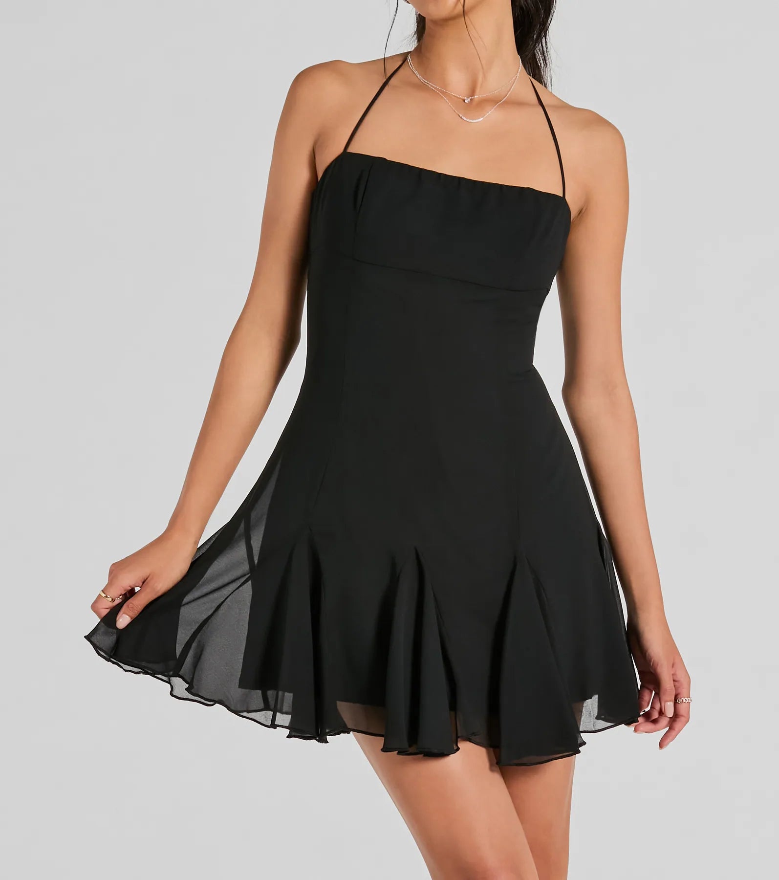 Sincerely Chic Pleated Chiffon A-Line Mini Dress - Image 3