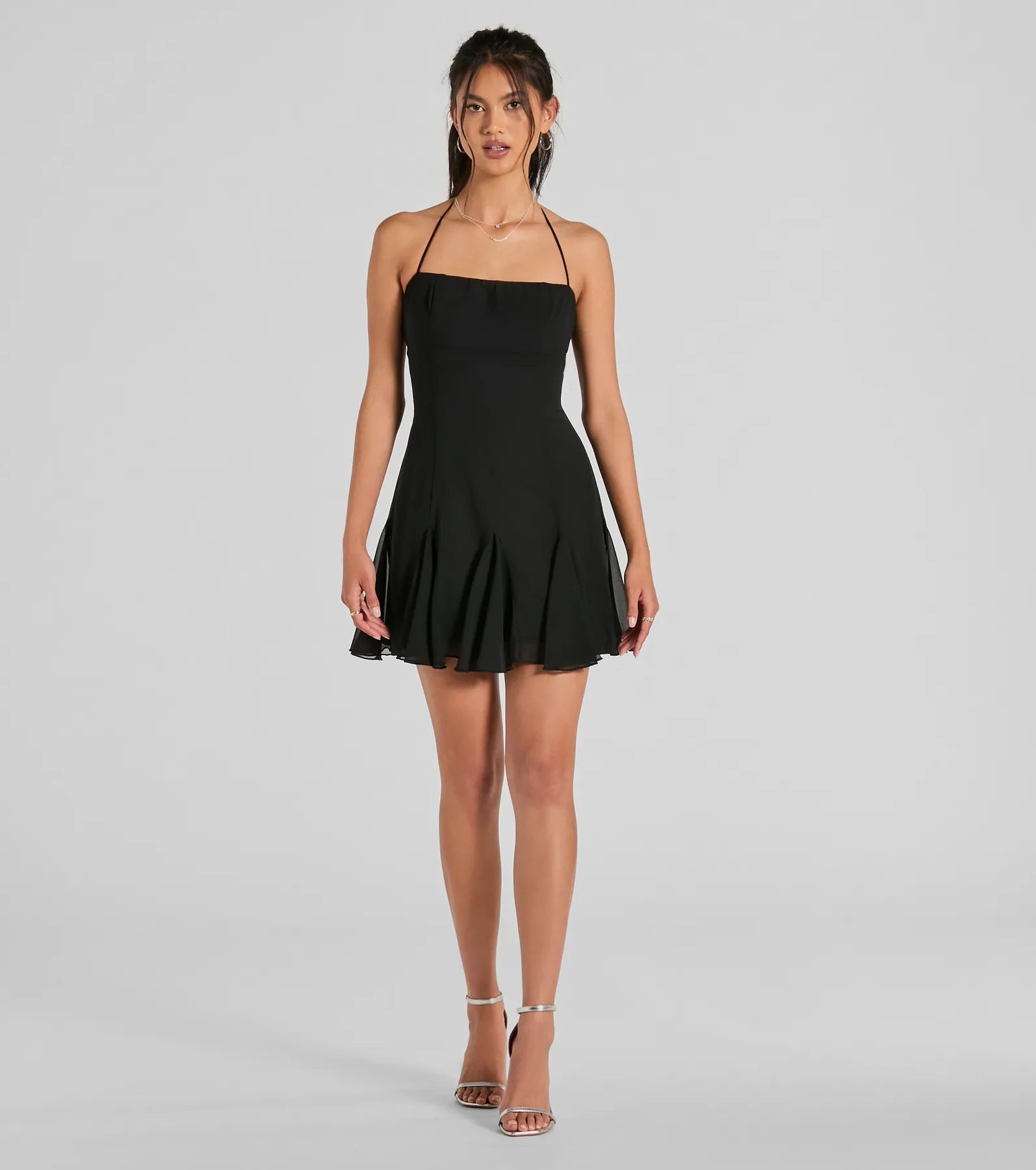 Sincerely Chic Pleated Chiffon A-Line Mini Dress - Image 4