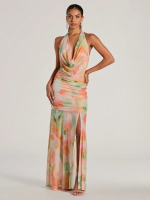 Bohemain Charm Halter Open Back Tie Dye Maxi Dress