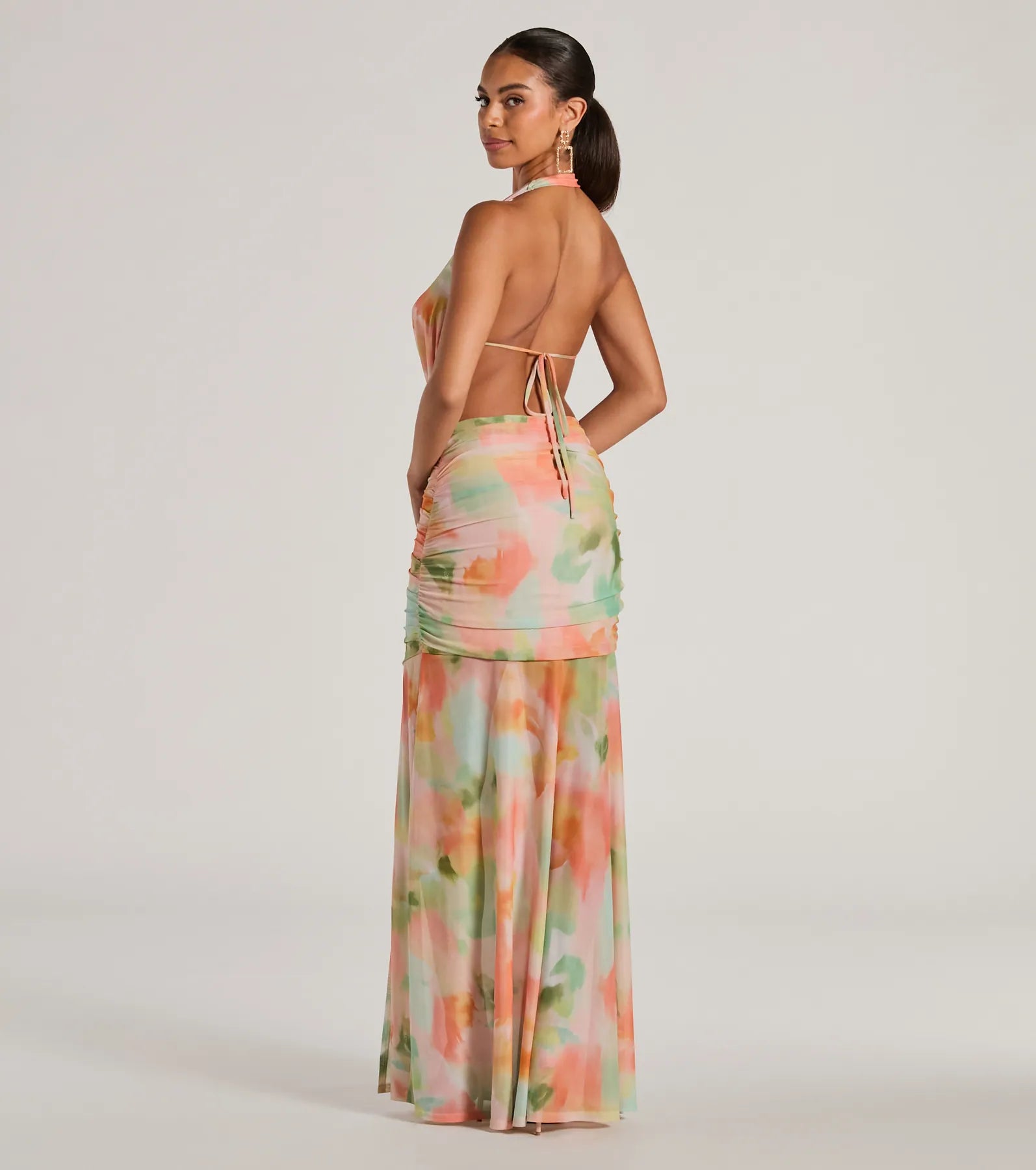 Bohemain Charm Halter Open Back Tie Dye Maxi Dress - Image 2