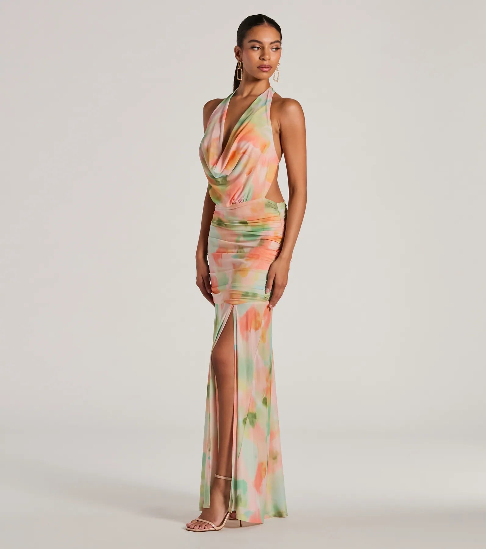Bohemain Charm Halter Open Back Tie Dye Maxi Dress - Image 4