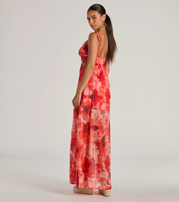 Vacay Attitude V-Neck Floral Tropical Maxi Dress - Image 2