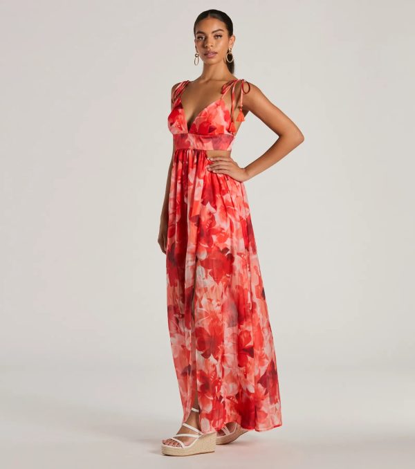 Vacay Attitude V-Neck Floral Tropical Maxi Dress - Image 4