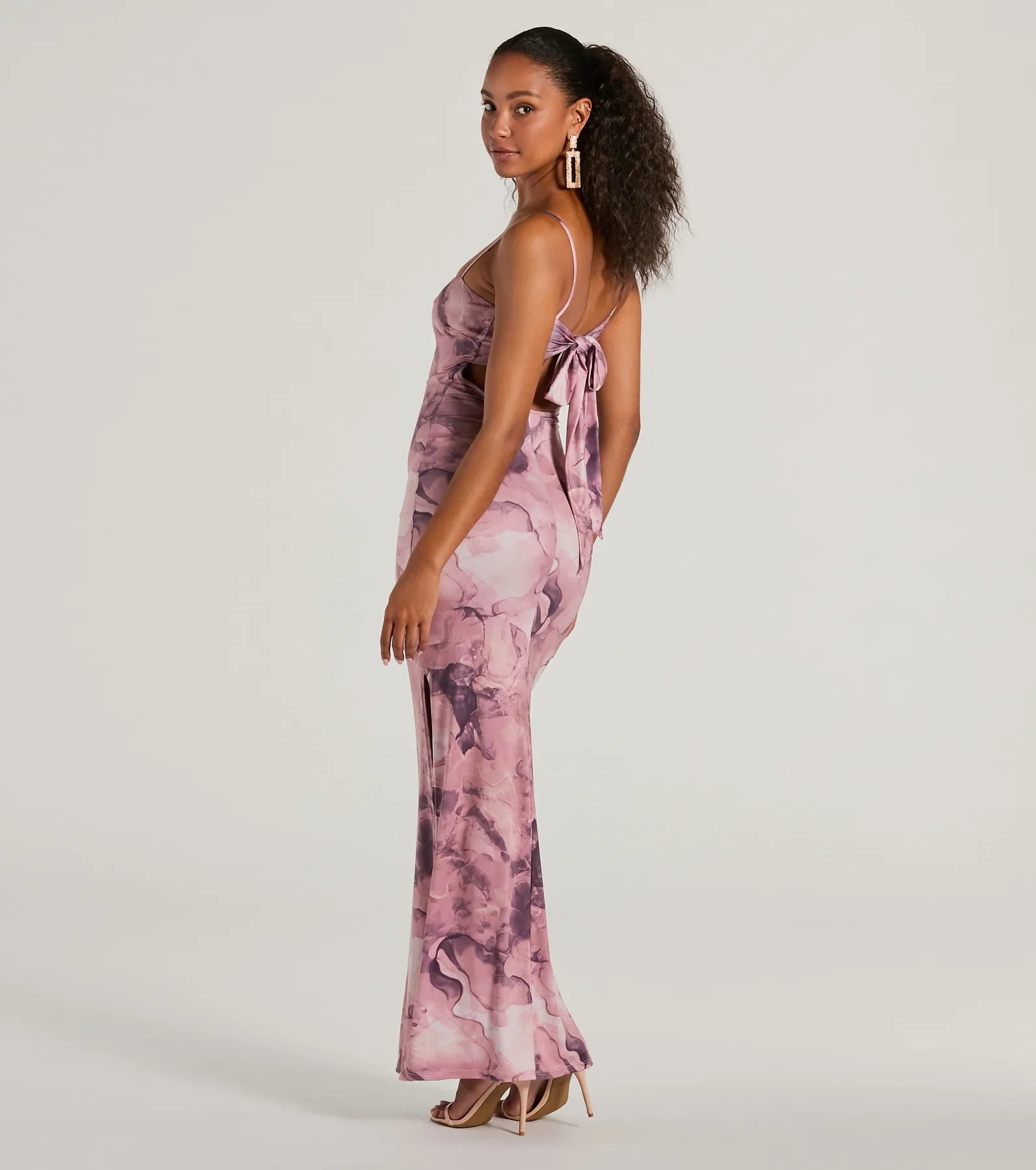 Outside The Lines Tie Back Slit Marble Maxi Dress - Image 2