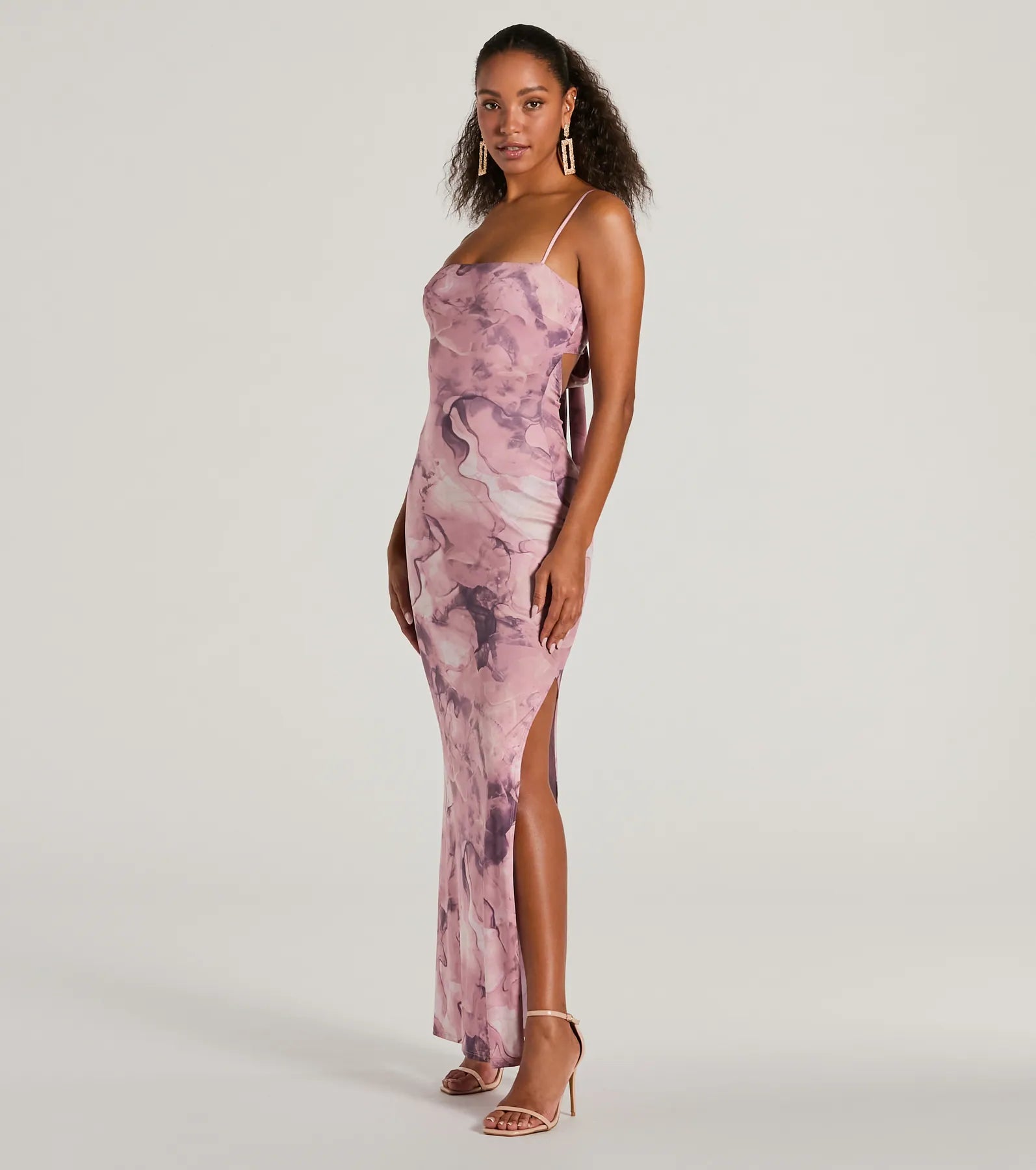 Outside The Lines Tie Back Slit Marble Maxi Dress - Image 4