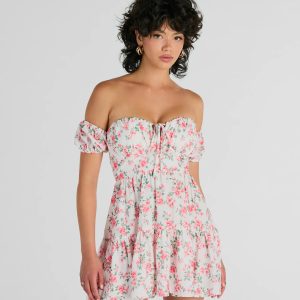 Profound Bloom Off-The-Shoulder Floral Skater Dress