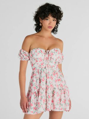 Profound Bloom Off-The-Shoulder Floral Skater Dress