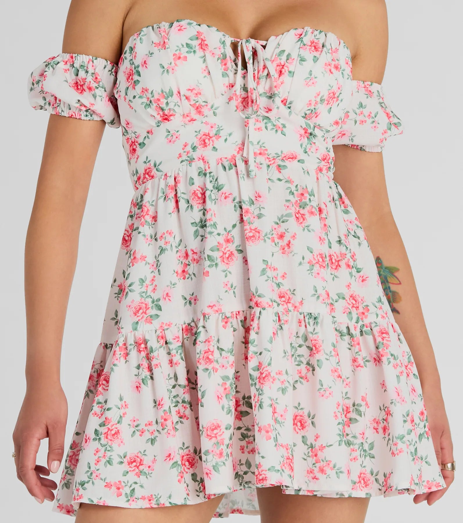 Profound Bloom Off-The-Shoulder Floral Skater Dress - Image 4
