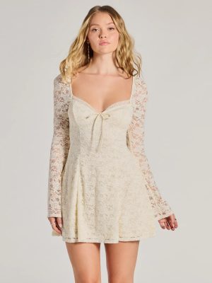 Romance Talks Long Sleeve A-Line Lace Mini Dress