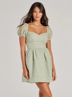 Flawless Flirty Puff Sleeve Tie Back Skater Dress