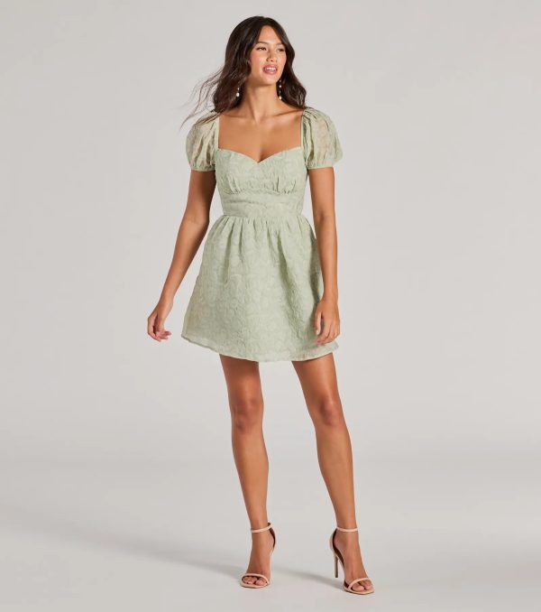 Flawless Flirty Puff Sleeve Tie Back Skater Dress - Image 3