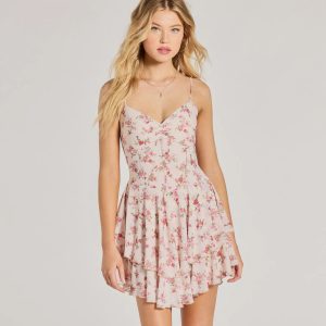 True Love In Floral V-Neck Corset Skater Dress