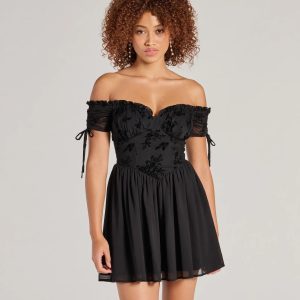 Radiating Luxe Flocked Velvet Skater Dress