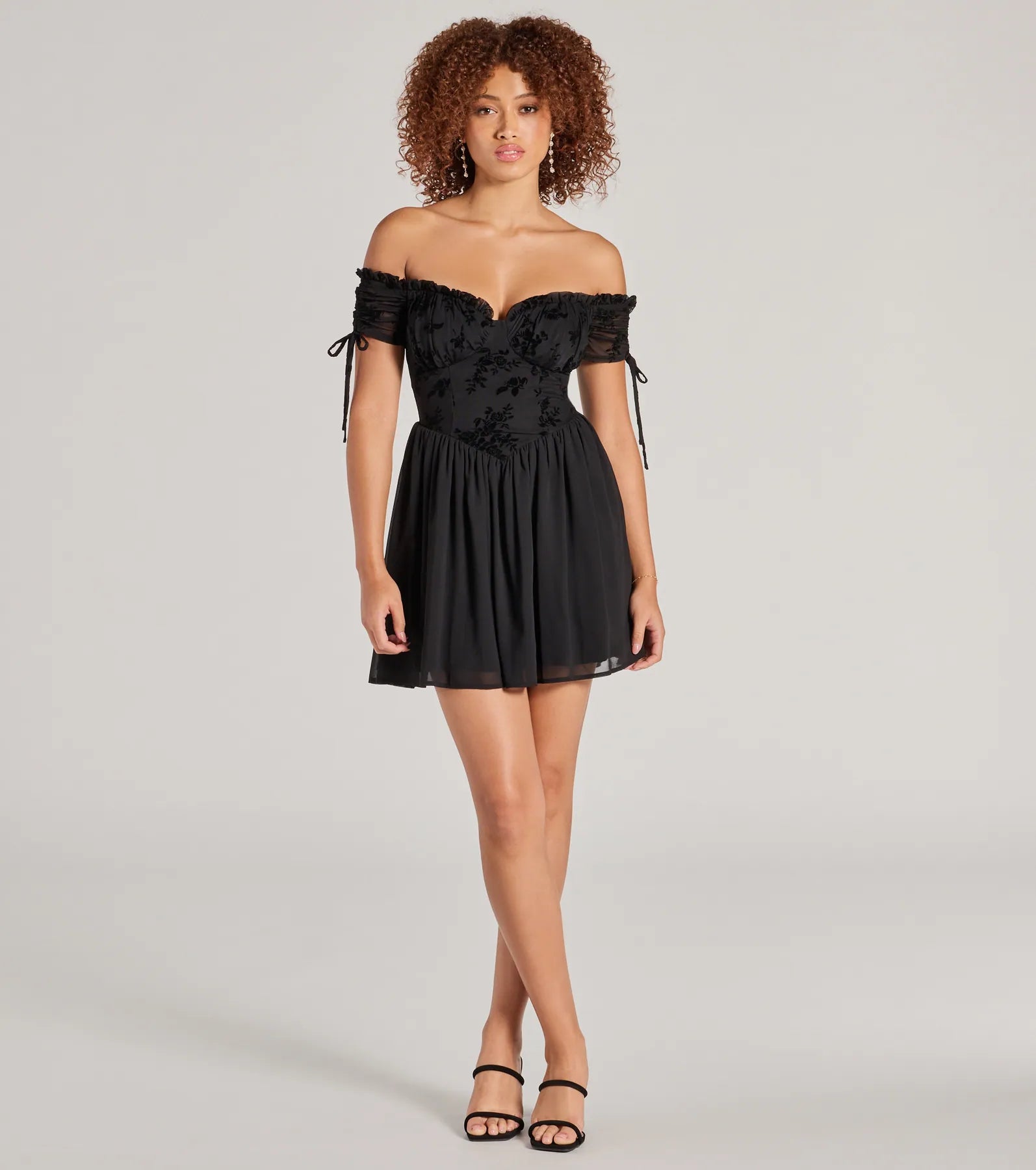 Radiating Luxe Flocked Velvet Skater Dress - Image 3