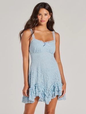 Air Of Romance Lace Ruffled Mini Dress