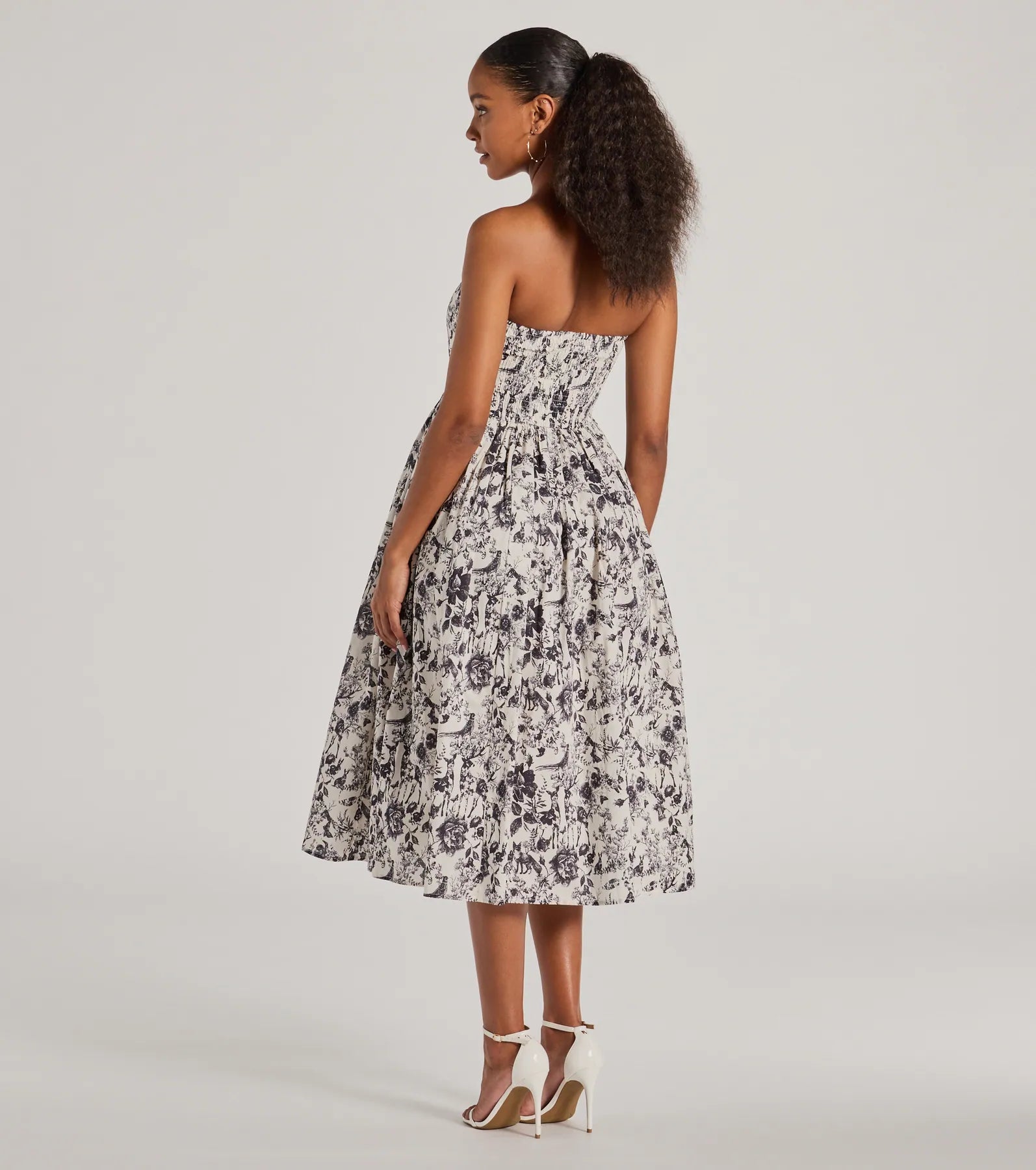 Into The Floral Forest Strapless A-Line Midi Dress - Image 2