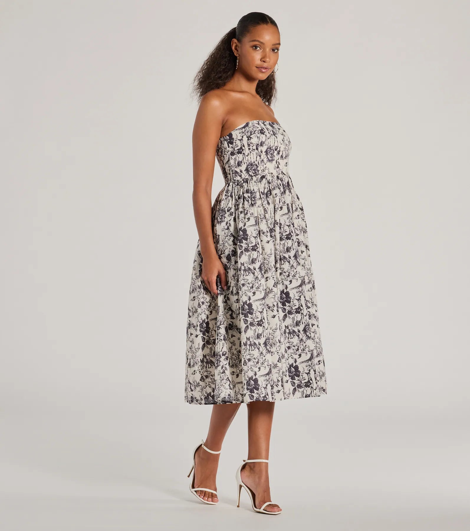 Into The Floral Forest Strapless A-Line Midi Dress - Image 4