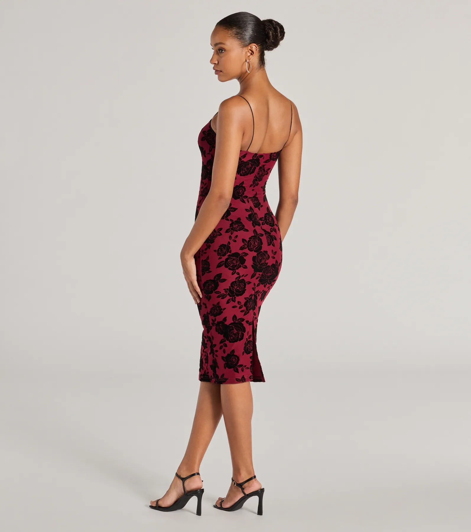 Irresistible Romance Rose Velvet Lace Midi Dress - Image 14
