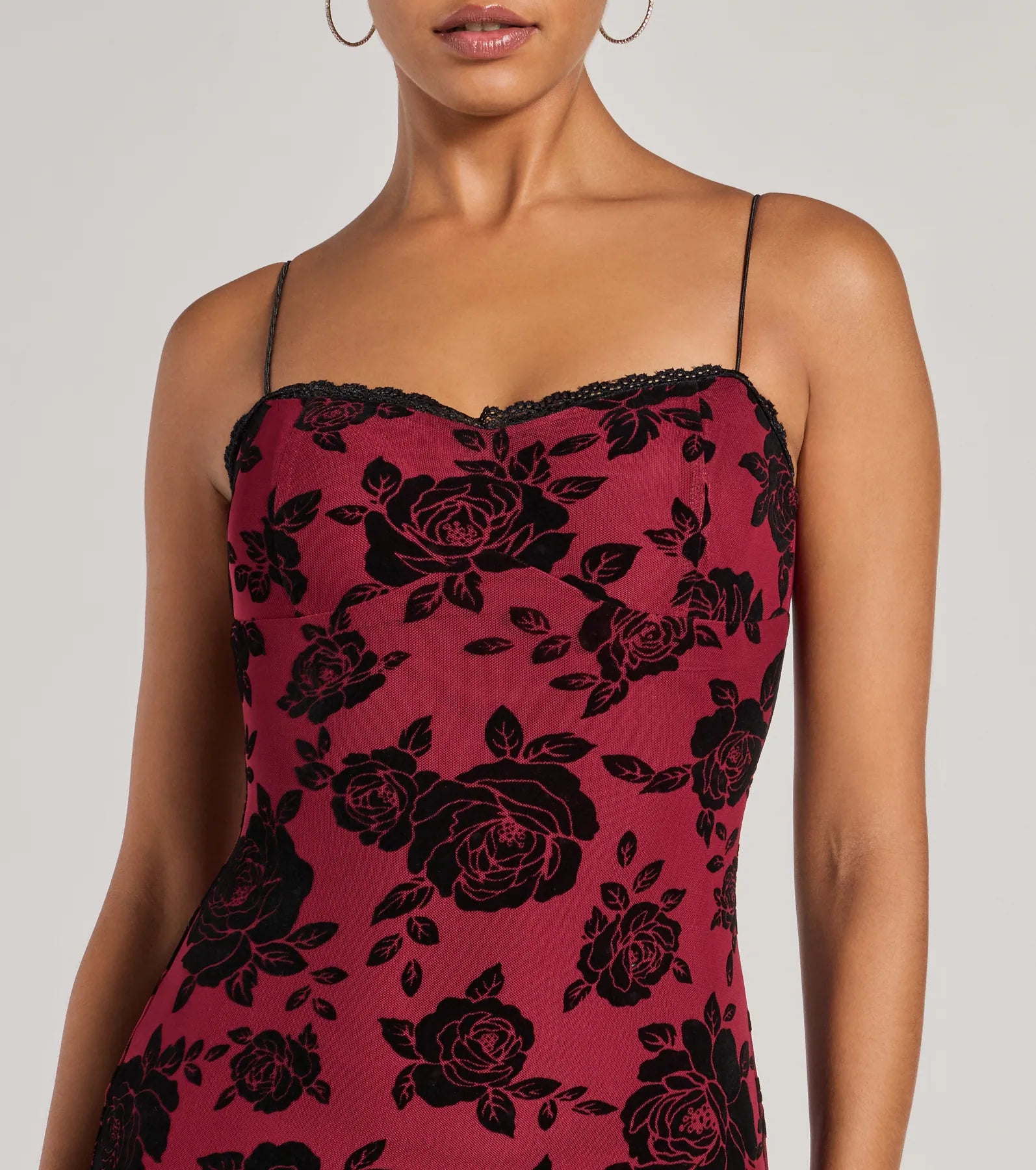 Irresistible Romance Rose Velvet Lace Midi Dress - Image 16