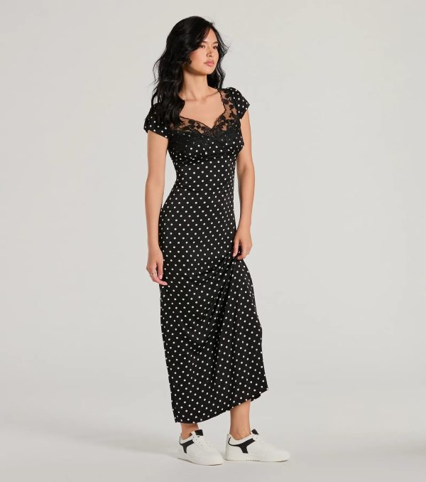 Whimsical Cutie Butterfly Polka Dot Satin Maxi Dress - Image 4