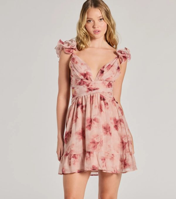 Marvelous Darling Lace-Up Floral Chiffon Dress - Image 6