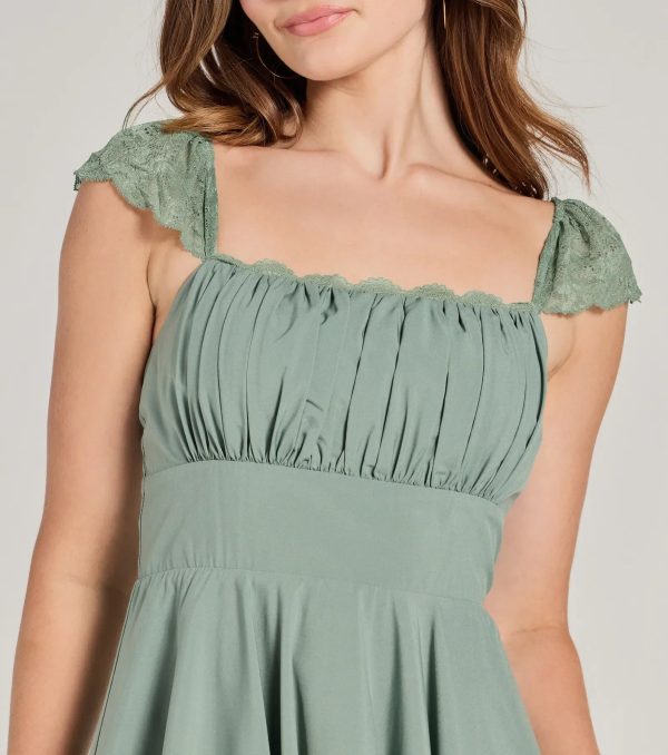 Darling Delight Sleeveless Lace Trim Skater Dress - Image 4
