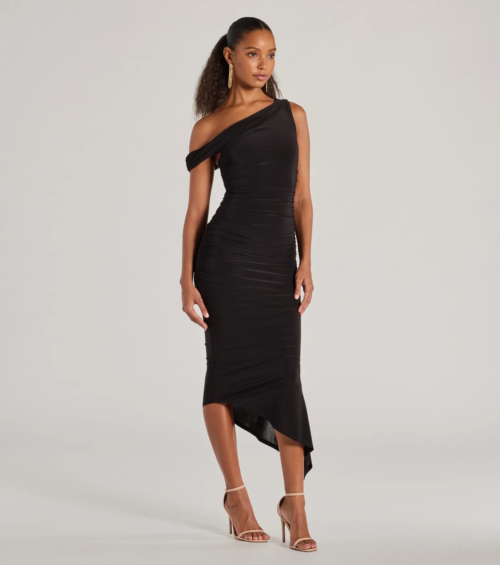 Can't Deny It One-Shoulder Bodycon Midi Dress - Image 4