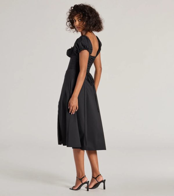 Flawless Puff Sleeve Corset Midi Dress - Image 2