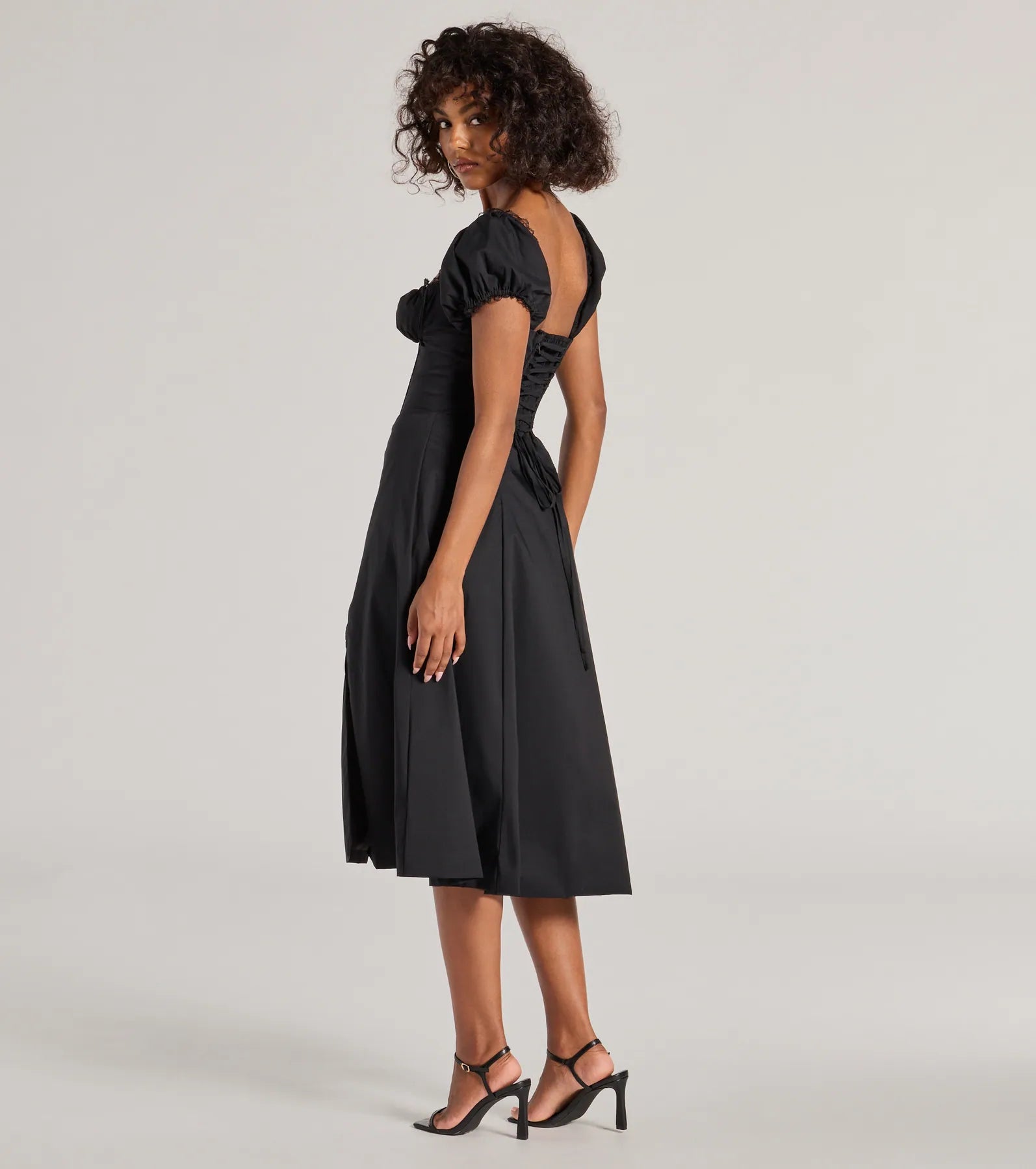 Flawless Puff Sleeve Corset Midi Dress - Image 2